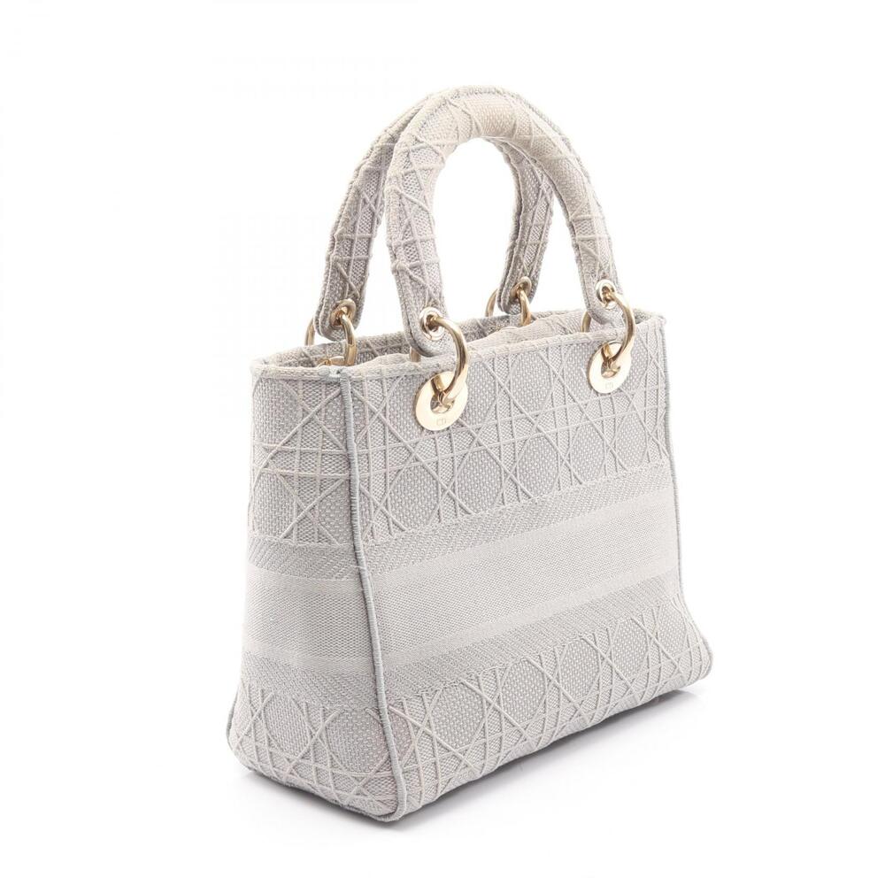 Dior Gray Handbag LITE Cannage LADY Bag Canvas